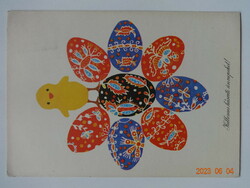 Old graphic Easter greeting card - drawing by Sándor Ernyei