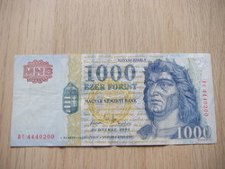 1000 HUF 2004 used banknote withdrawn from circulation