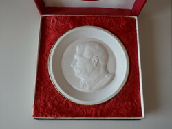 Herendi porcelán Sztálin emlék plakett díszdobozban