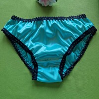 Fen007 - traditional style satin panties l/44 - dark mint/black