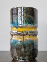 Fórizsné Sárai Erzsébet iparművészeti kerámia váza - élénk színvilággal