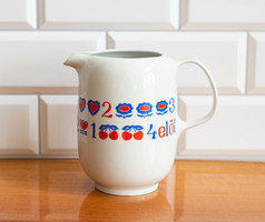Alföldi retro porcelain spout with abc pattern - jug for tea, cocoa for children, canteen pattern