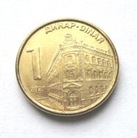 Serbia -1 dinar - 2021- headquarters of the national bank