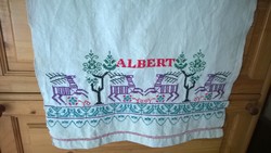 Albert az inas-Házi vászon kötény keresztszemes himz., szép állapot 95x51 cm