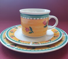 Wellco német porcelán reggeliző szett kávés teás csésze csészealj kistányér tulipán húsvéti tavaszi