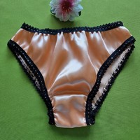 Fen002 - traditional style satin panties m/42 - peach/black