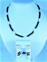 Amazing 14k gold jewelry set with real pearls and black onyx gems!!!