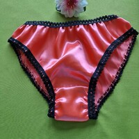 Fen005 - traditional style satin panties m/40 - coral/black