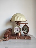 Musical desk lamp clock and phone set with drawer mirror. American Valentine's Day Retro Special