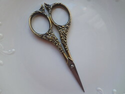 Antique bronze colored needlework scissors 11.2 cm
