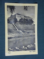 Képeslap, Baja, Sugovica part, Béke szálló, 1955