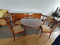 Antik kör alakú ebédlő asztal 4 székkel