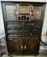 Cabinet cupboard, antique, with copper fittings, 147 x 40 x 92 cm. 9048