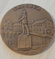 Tapolca bronze commemorative plaque from 1966 with ivan signature in its own box 6 cm