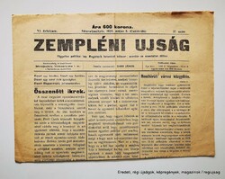 1924 május 8  /  ZEMPLÉNI UJSÁG  /  Régi ÚJSÁGOK KÉPREGÉNYEK MAGAZINOK Ssz.:  26895