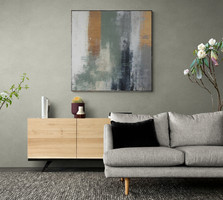Andrea elek - sage green harmony - abstract painting - 100x100 cm