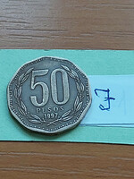 Chile 50 pesos 1997 aluminum bronze, bernardo o'higgins, #j