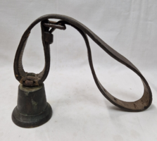 Antique copper bell, bell, pigeon, original leather strap