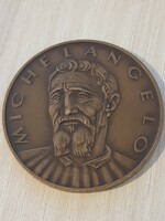 Michelangelo  Kis Kovács Gyula kétoldalas bronz plakett , érme  6 cm