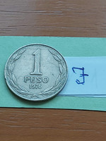 Chile 1 peso 1976 copper-nickel bernardo o'higgins #j