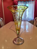 Huge antique silver base rare green crystal vase 42cm