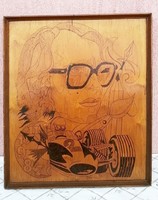 Jackie stewart framed pyrography kiss m. With Signo