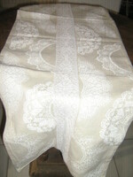 Beautiful lined beige runner decorated with lace pattern lace pattern