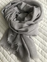 Large light gray scarf made of cotton and viscose blend, 180 x 82 cm