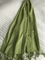 Thai silk stole in kiwi green, 180 x 70 cm