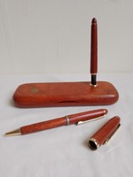Rózsafa asztali tolltartó írókészlet írószett két golyóstoll