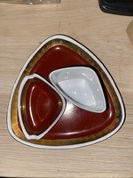 HOLLÓHÁZI Jelzett Art Deco Retro Hamuzós Készlet 3 db 15x15 cm tál hamutál cigaretta tartó