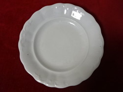 Zsolnay porcelain flat plate, antique, shield seal, white, printed pattern. Jokai.