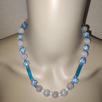 Beautiful rose quartz/Murano glass necklace with magnetic closure 46cm