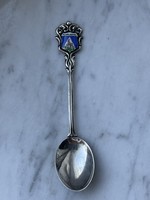 Silver spoon decorated with fire enamel