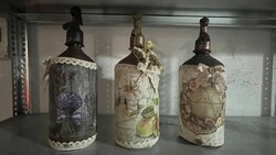 Egyedi kézzel festett régi szódás üvegek eladók