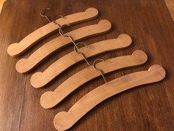 Retro clothes hanger. Old children's shoulder tree carved from wood. Size: 34x4.5 cm
