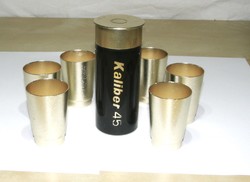 Retro úti pohárkészlet 6 darabos - Sörétes lőszer forma tartóban