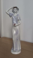 Hólloháza porcelain statue of a woman in a hat 41 cm