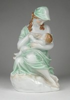 1Q682 Herendi porcelán szoptató anya gyermekével figura 20 cm