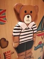 Teddy sailor, 3d wooden board, decoration. 60*40 cm