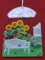 Üvegkép üveg függődísz akasztható dekoráció ablak dísz napraforgó margaréta virág tavaszi húsvéti