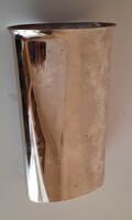 Scandinavian minimal art vintage vase, silver-plated metal, gunilla lindahl design