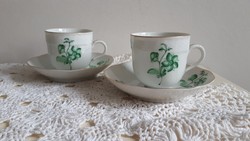 Herendi antik zöld virág mintás kávés csésze és alj!