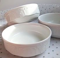Lilien fehér dombormintás porcelán leveses tálkák 3db együtt 12-14cm