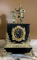 Antique Brussels fireplace, table, salon room furniture clock