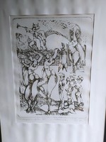 Műterem '91 nagyméretű litográfia, eredeti keretében, szignózott, 73 x 53 cm