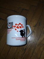 Zsolnay rare cat mug 9.5 cm high 8 cm atmero