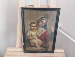 (K) antique holy picture with frame 26x36 cm