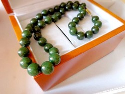 Antique jade necklace sterling clasp