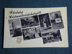 Postcard, hódmezővásárhely, mosaic details, statue, monument, church, 1955